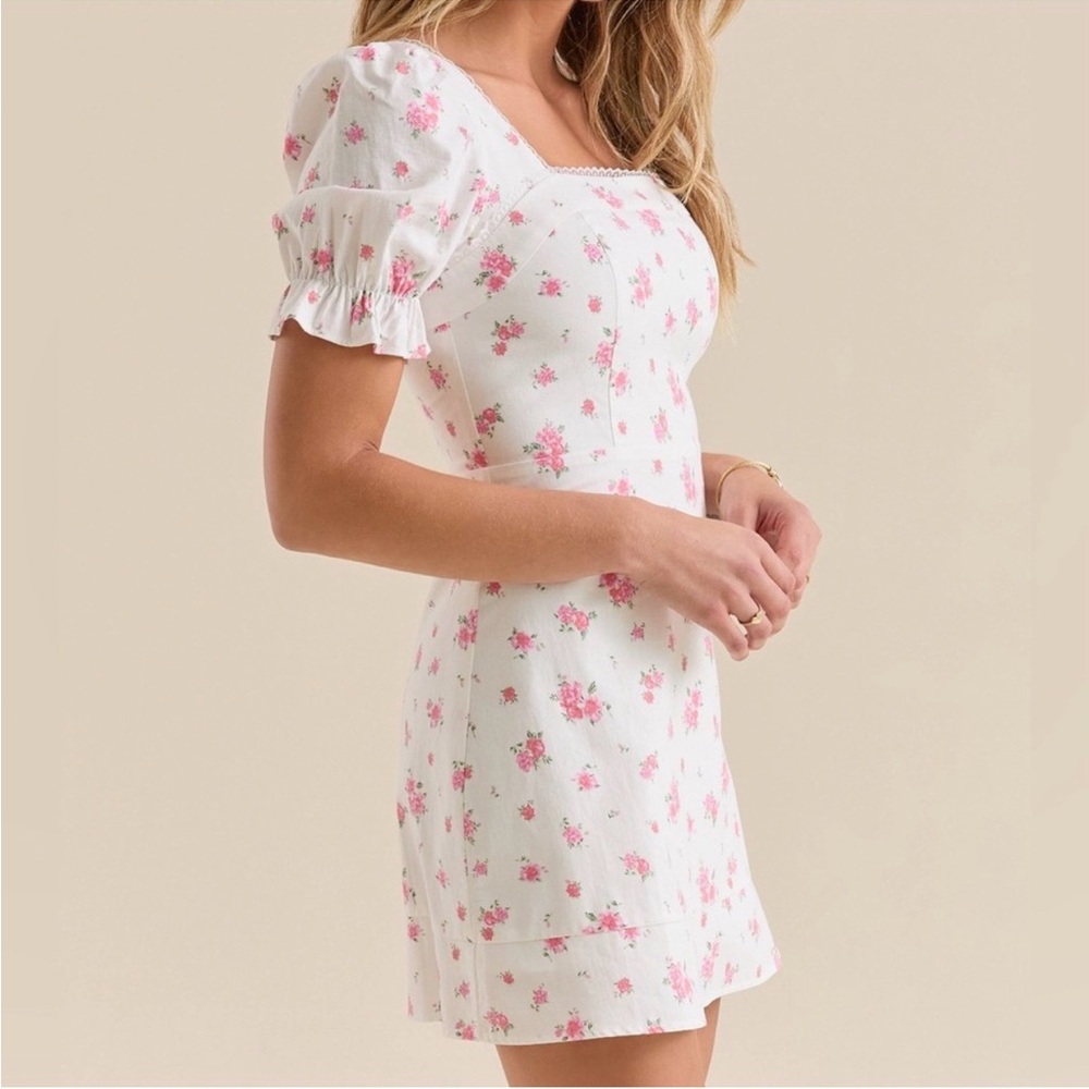 Altar’d State NWOT‎ Lucia Mini Dress size XL White Puff Sleeve Ditsy Floral - Picture 16 of 16